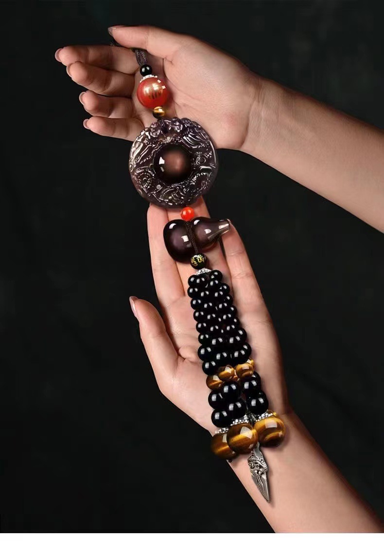 Car pendant ice obsidian Double Dragon main pendant high-end atmospheric gourd car safety pendant decoration