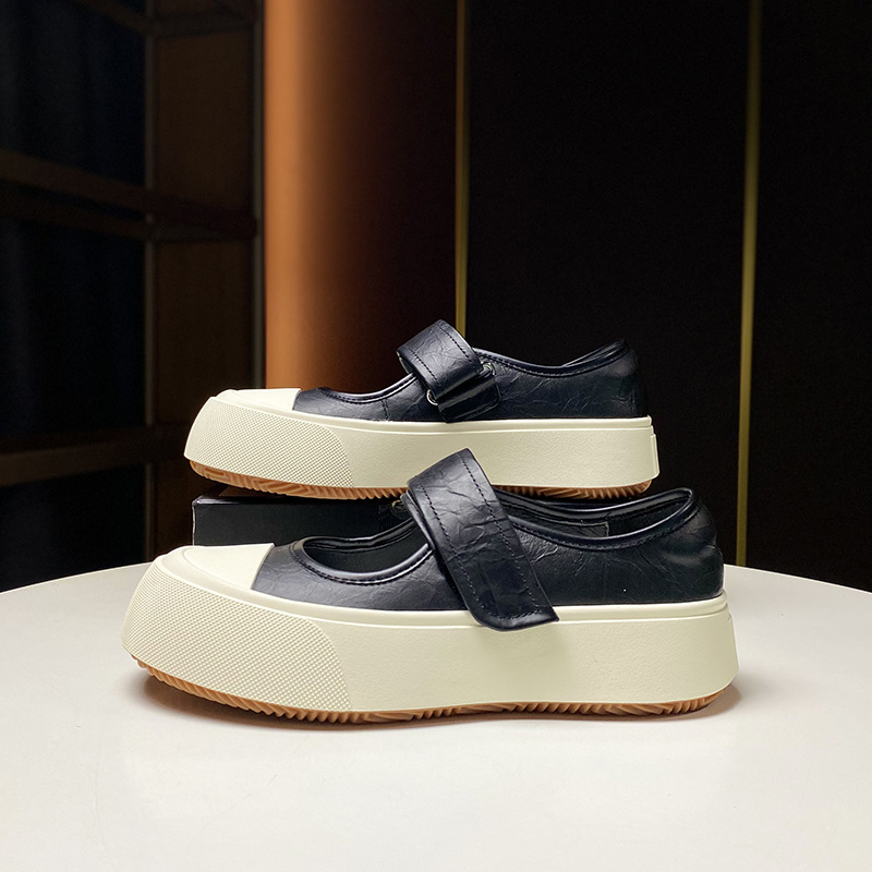 French Mary Jane 2024 Spring New Ugly Cute Big Toe Velcro Thick Sole Single Shoes_voghion.com
