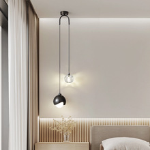 輕奢主卧吊燈北歐全銅卧室床頭吊燈現代簡約創意個性書房長線吊燈
