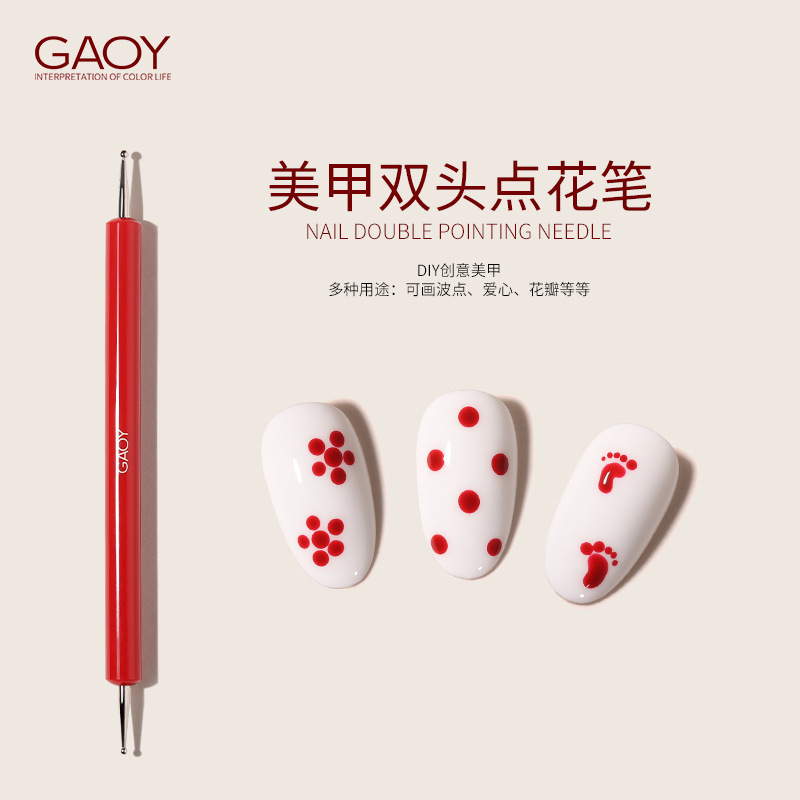 Goya Manicure Double-Ended Dotting Pen for Nail Art, Diamond-Encrusted Tool for Making Nails, Special Dotting Needle for Painting Polka Dots and Flowers