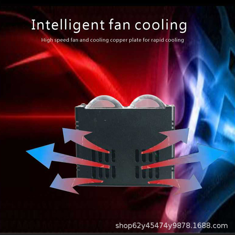 Double lens led fan spotlight car grid 2 bead grille lamp motorcycle white yellow light modified high brightness lamp