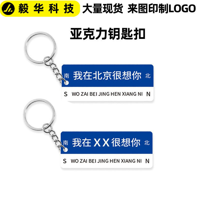 Internet Celebrity Street Sign I Miss You Here Keychain DIY Student Text Pendant Travel Commemorative Small Gift