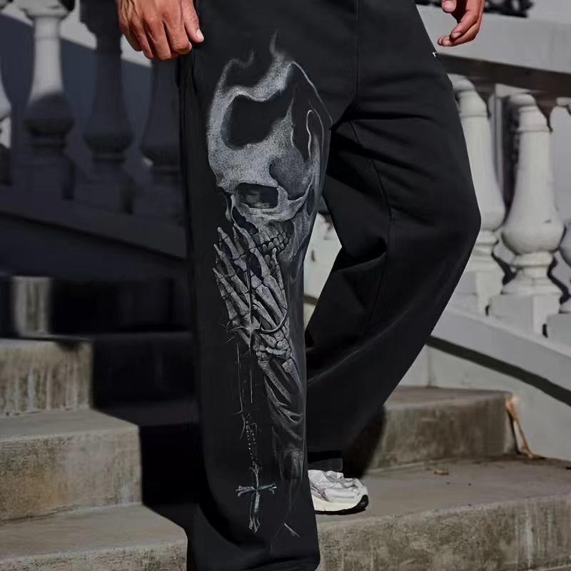 Youngla 202 New Style Buddha-Printed Sports Fitness Pants Jogger Cotton Terry Printed Wide-Leg Long Pants Youngla 202 New Style Buddha-Printed Sports Fitness Pants Jogger Cotton Terry Printed Wide-Leg Long Pants