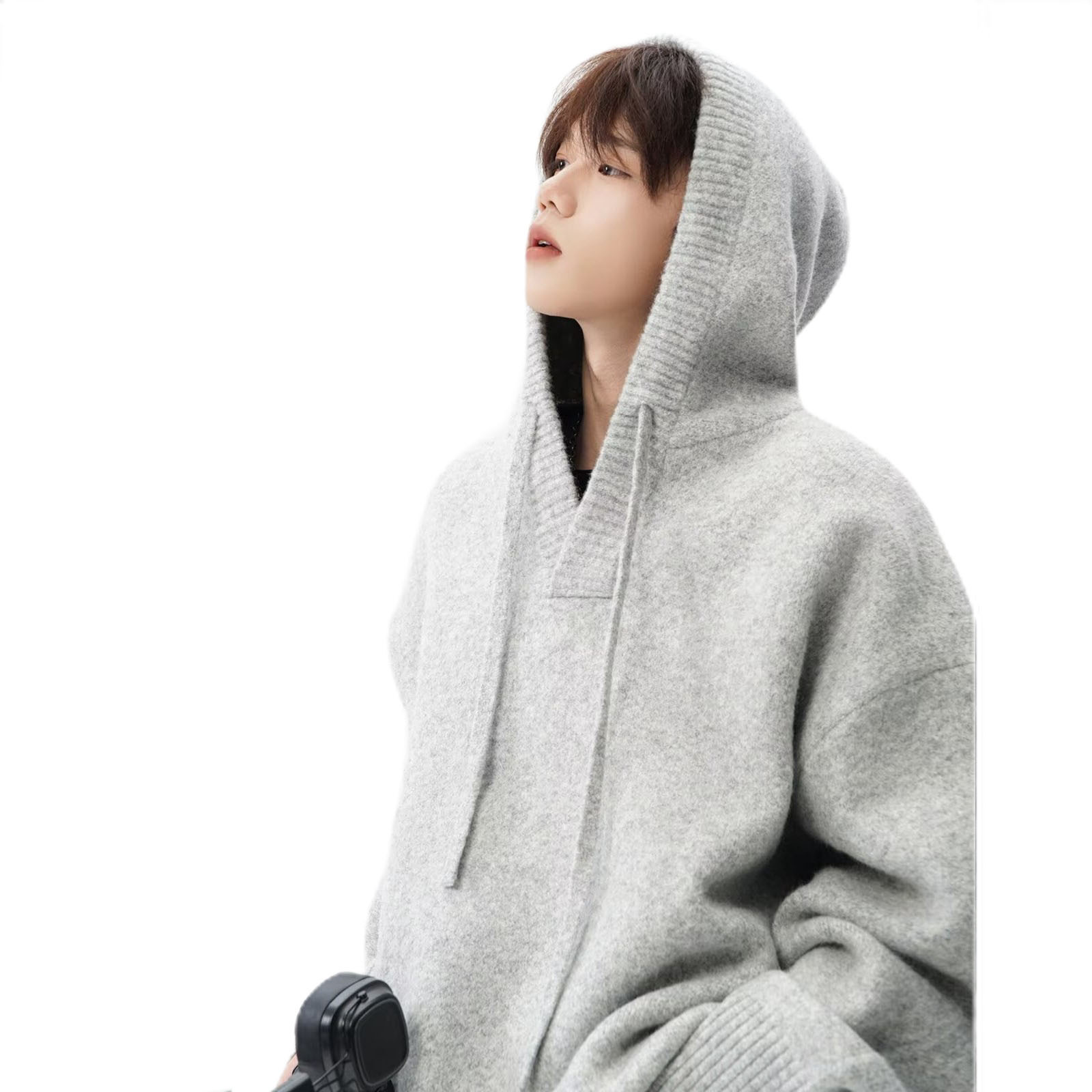 Explosiones transfronterizas de tamaño europeo suéter de punto con capuzas hombre cuello en V alta marca de moda perezosa fábrica al por mayor