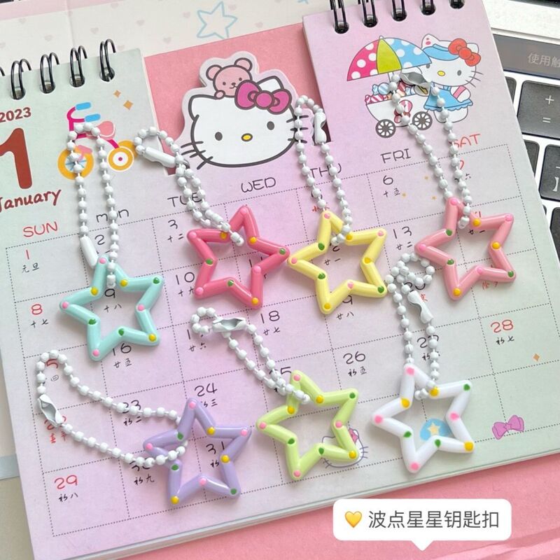 818 Cute Hollow Dot Star Key Chain Ins Sweet Girl Pendant Girlfriend Couple Gift Hanging Ornaments