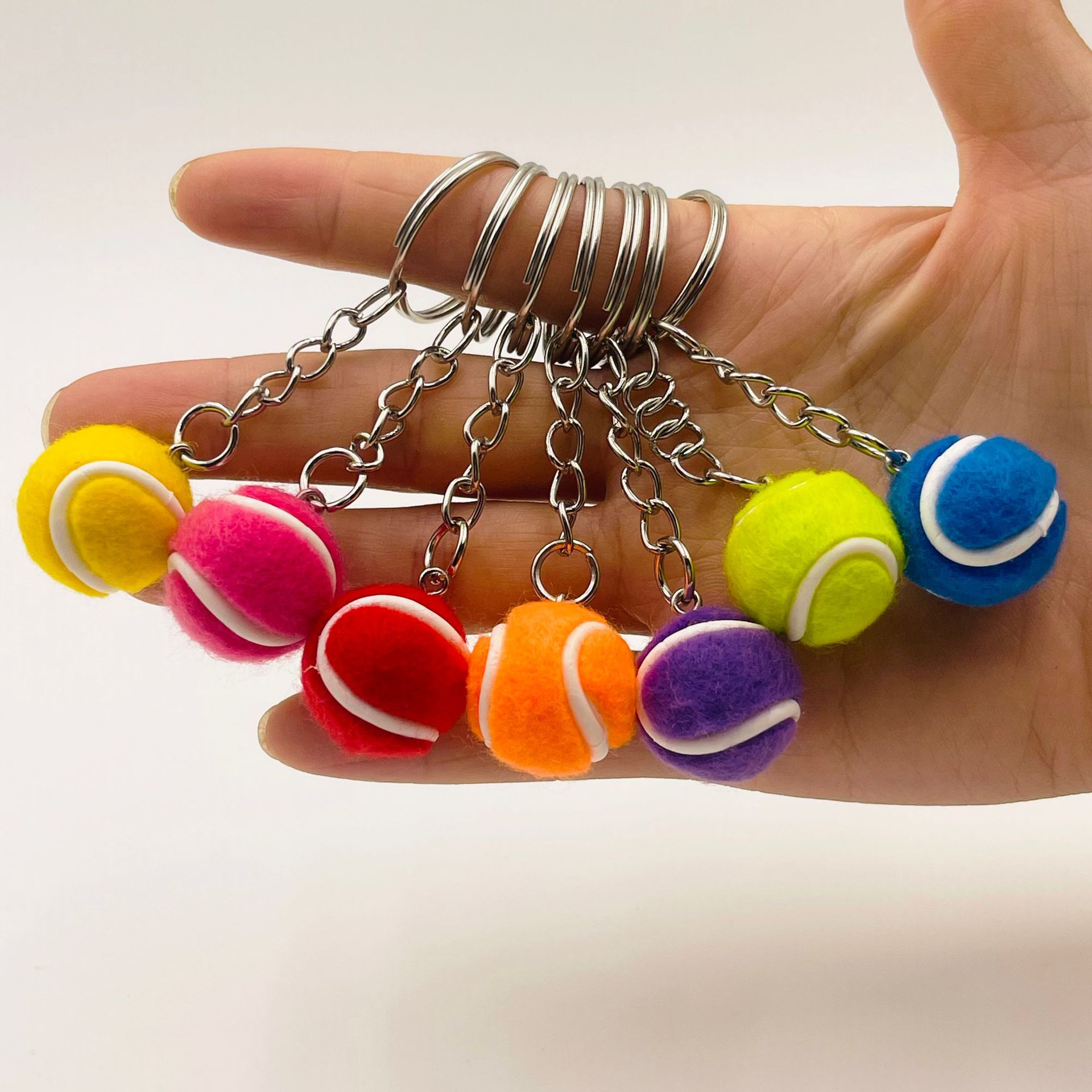 厂家直销2cm小号网球钥匙扣体育周边礼品学生包挂件跨境货源