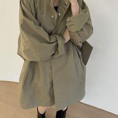 2025秋立领中长款风衣女秋欧洲站欧货女装潮洋气宽松百搭外套