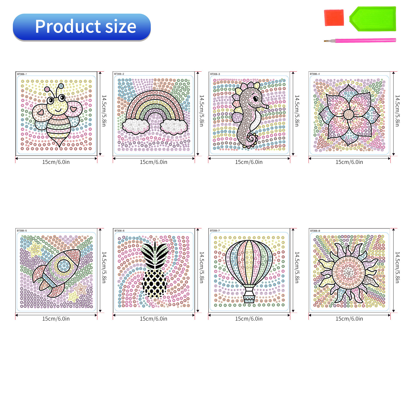 Venta caliente sirena pintura de diamantes pegatinas al azar pintura de mampostería de bricolaje pegatinas hechas a mano para niños dibujos animados cristal transparente diamante brillante