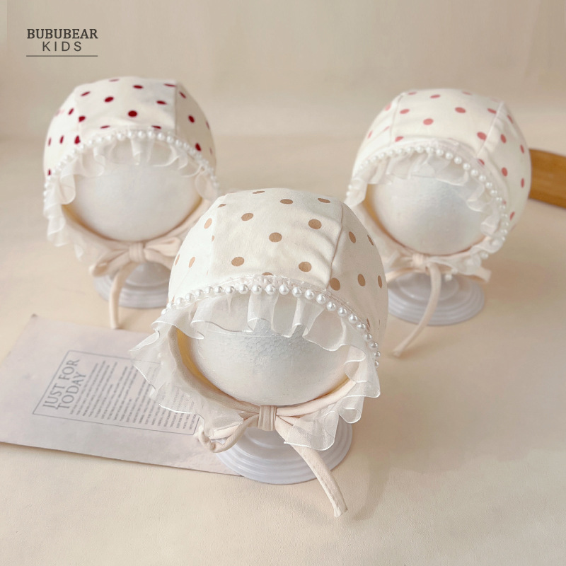 Sombrero de bebé de primavera y otoño princesa delgada gorro de oído de aire extranjero bebé primavera y verano encaje sombrero de corte pequeño mes sombrero de embarazo
