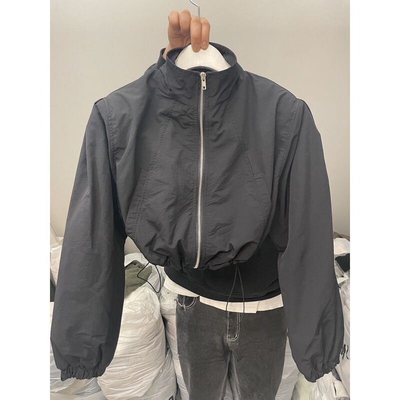 Spring and Summer New Internet Celebrity Sun Protection Clothing for Women to Wear Stand-Up Collar Drawstring Bubble Long-Sleeved Casual Sports Sun Protection Jacket for Women