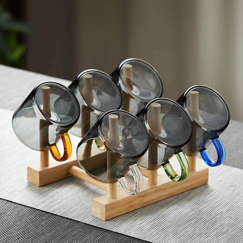 Taza de té de vidrio pequeña taza de vidrio con una taza de té Kung Fu pequeña 6 tazas de té para beber taza de vidrio resistente al calor