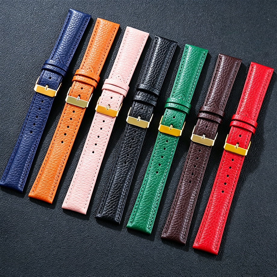 10-22mm Colorful Soft Pebbled Genuine Leather Watch Strap in Stock Wholesale Watch Replacement Strap Accessories