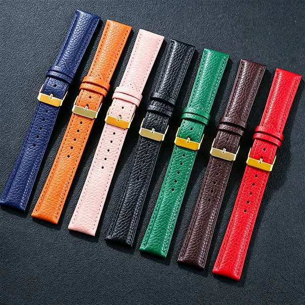 10-22mm Colorful Soft Pebbled Genuine Leather Watch Strap in Stock Wholesale Watch Replacement Strap Accessories