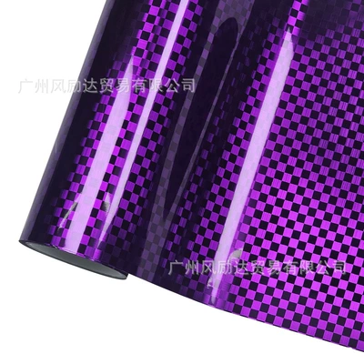 Auto Color Change Film: Pet Forged High-Gloss Checkered Pattern - pet-high-gloss-checkered-pattern-purple-30cmx30cm