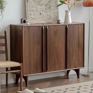 Scandinavian Shoe Cabinet Japanese-Style Home Shoe Changing Simple Door Storage Locker Entry Integrated Solid Wood Shoe Rack Entrance