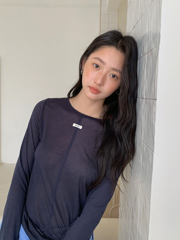 苏奈 天丝长袖小标25秋T恤女舒适百搭圆领亲肤显瘦上衣fromanna|undefined