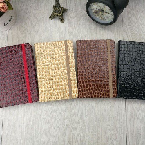Customized Cross-border Foreign Trade Crocodile Pattern Notebooks with Strap Bands, PU Elastic Band Leather-Faced Rubber Band Notebooks