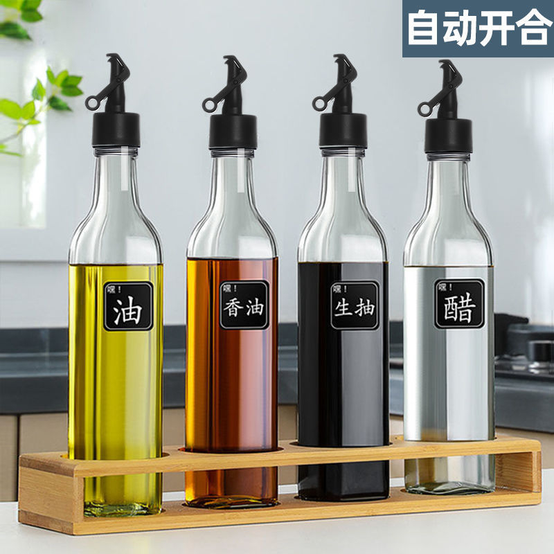 SOURCE Factory wholesale 300ml glass oil bottle kitchen soy sauce vinegar cooking wine seasoning bottle non-leaking European Oiler PP5