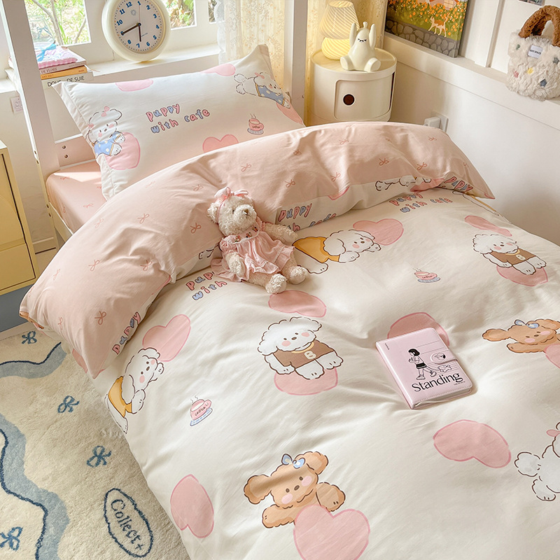 Juego de cama de dormitorio de estudiantes universitarios de tres piezas de algodón puro 2025 nueva ropa de cama con funda de edredón individual