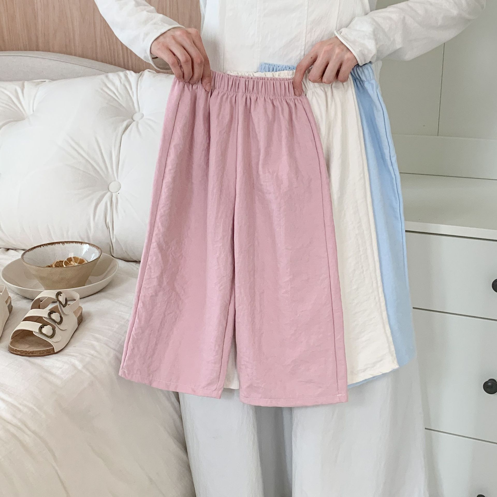 [Milk Fu Yamamoto Pants] Summer New Girls' Nine-point Straight Pants Thin All-match Milk Fu Pants Simple Casual Pants