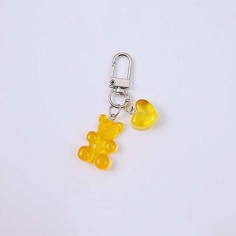 Aliexpress Hot Selling Cartoon Transparent Bear Heart Keychain Personalized Bear Bag Mobile Phone Pendant DIY Pendant
