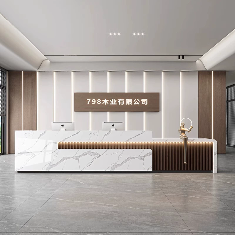 Стойка регистрации компании, простой современный салон красоты, консультационный стол, окрашенный бар, коммерческий небольшой учебный стойка регистрации