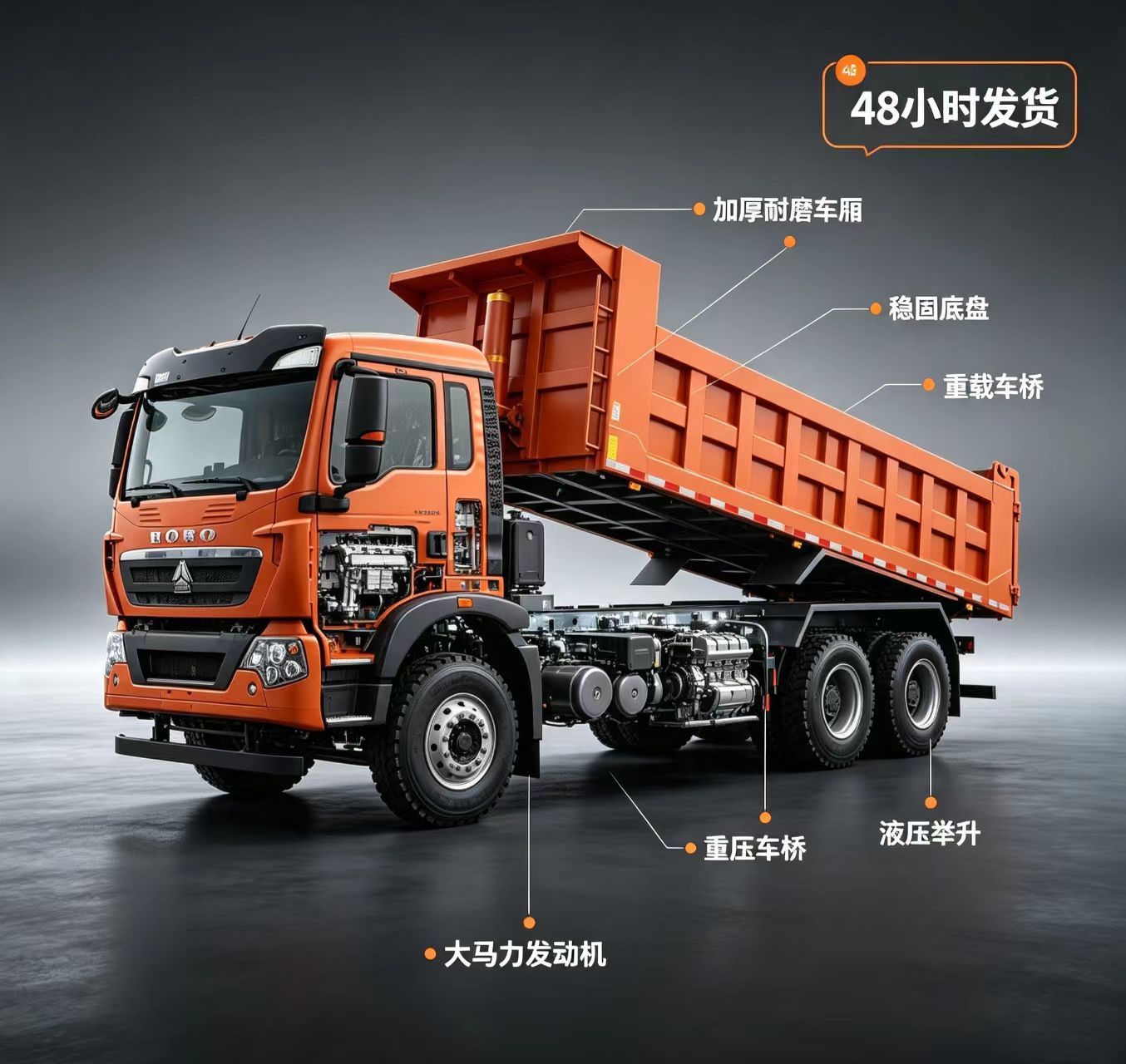 Used Howo NX Dump Truck, Sinotruk Engineering Tipper Truck, Mining Truck, Howo Dump Truck