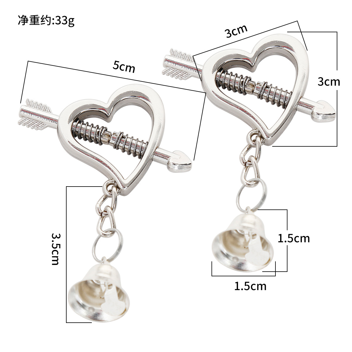 Directamente del fabricante, juguetes sexuales, pinzas para pezones, pinzas metálicas con forma de corazón, pinzas para pezones para entrenamiento en pareja, juguetes sexuales femeninos. image 4