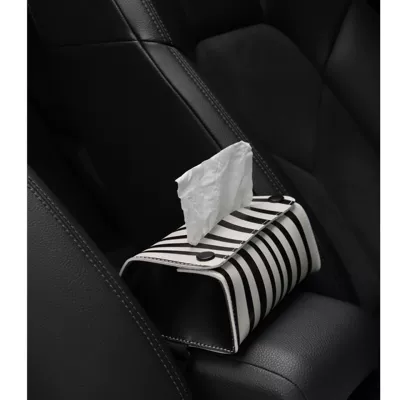 Ins Leather Design Tissue Box Black Series Panda Car Tissue Cover (Car tissue box/set) - stripes