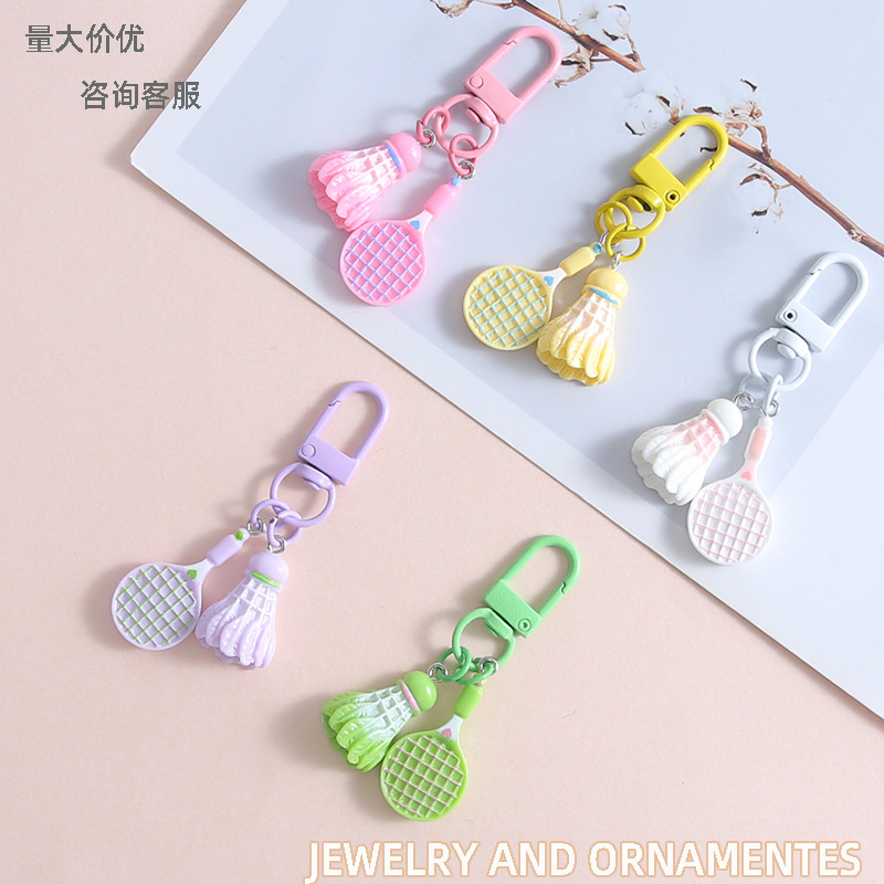 Bádminton exquisito lindo nuevo colgante llavero DIY hecha a mano bolsos para hombres y mujeres colgantes joyería al por mayor