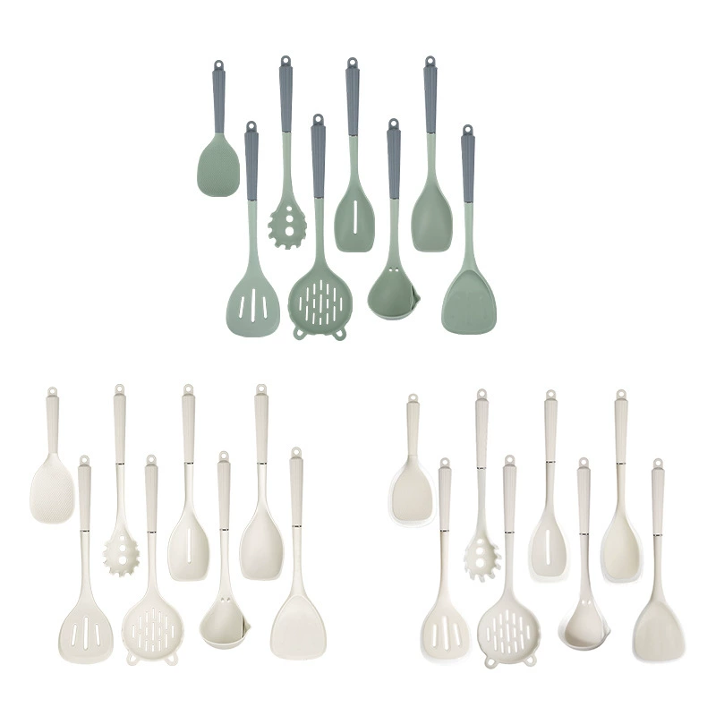 2025 new product silicone handle silicone kitchenware set non-stick pot cooking shovel household spatula soup spoon rice spoon