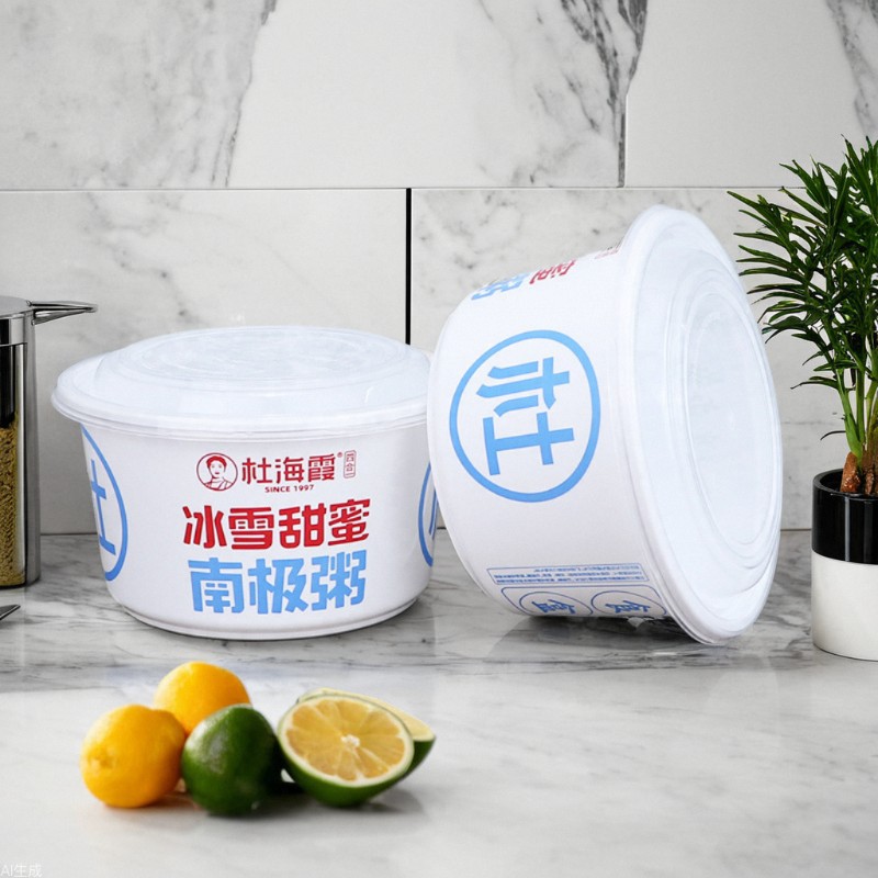 Caja de comidas desechable, caja de embalaje de estilo americano, 520ml, tazón PP grueso, palillos para llevar, caja de hielo en polvo, tazón de sopa de bento