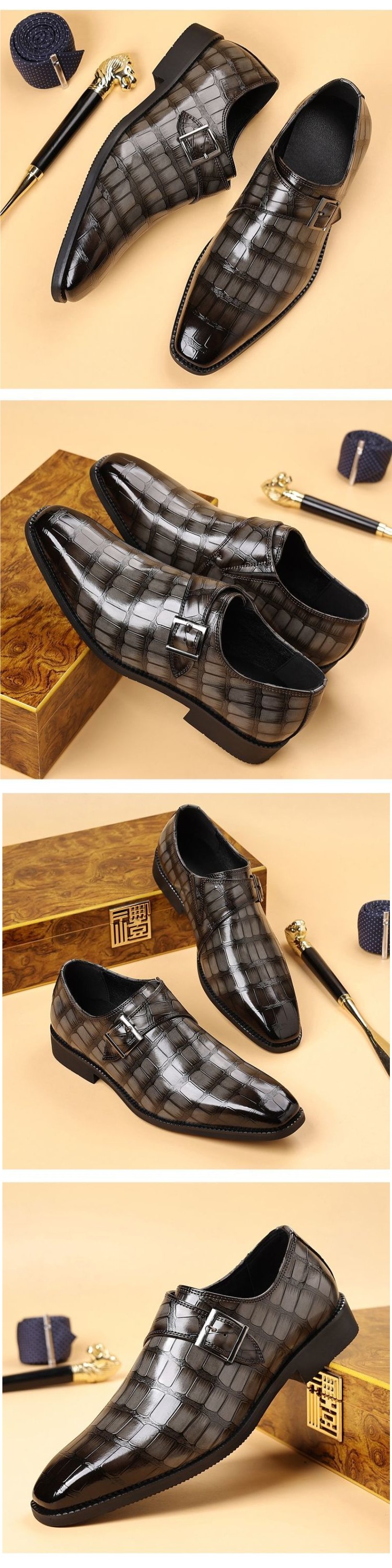 ShoeVault Formal Derby European And American 2025 New Business Casual Leather Men's British Pointed Toe Slip-On Gentleman Large_voghion.com