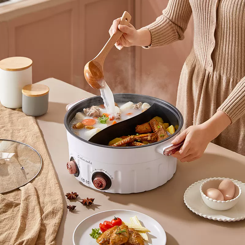 多功能电煮锅一体式鸳鸯电火锅家用大容量电火锅学生宿舍电炒锅
