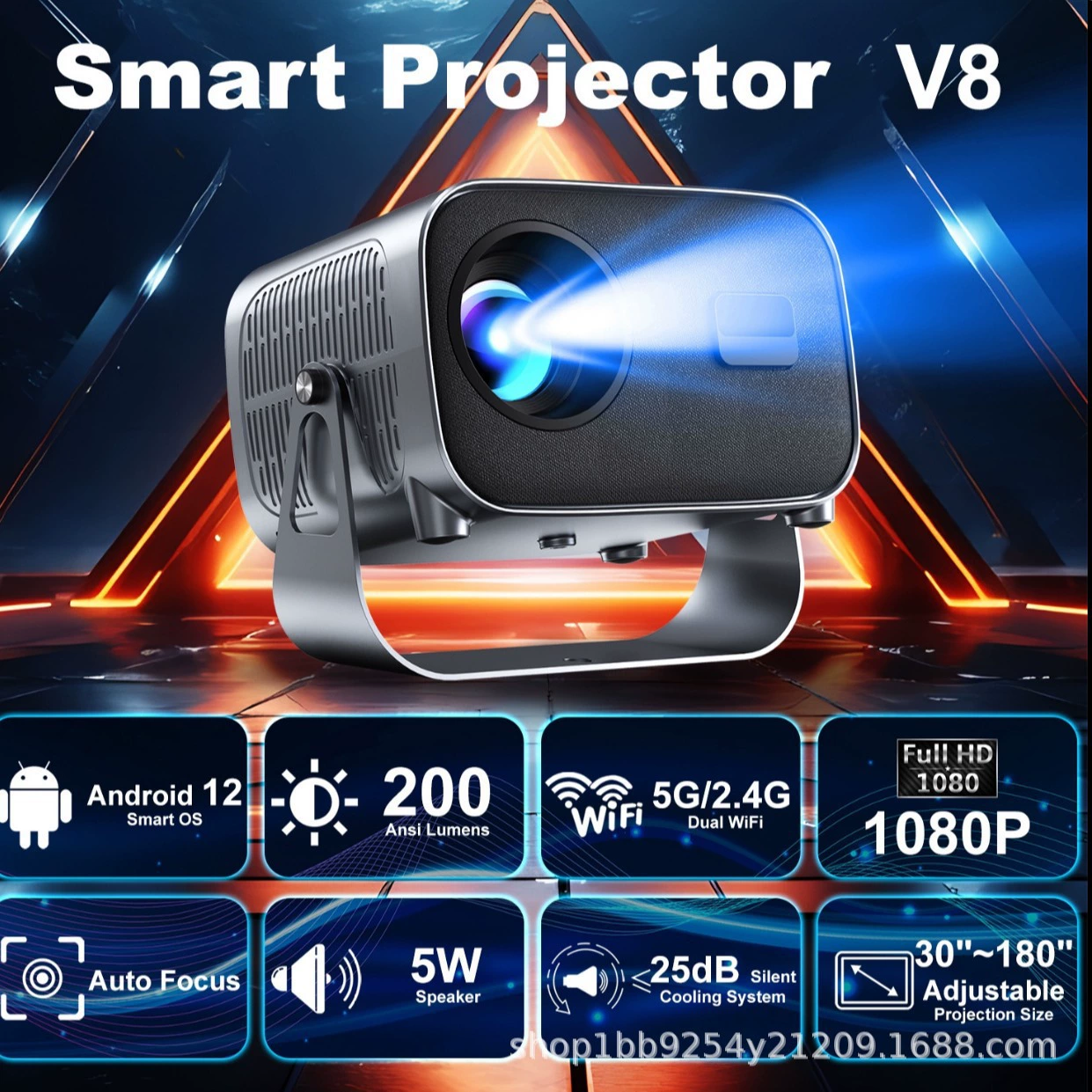 Портативный проектор V8 для дома и офиса, 720P, высокое разрешение, для кемпинга, низкий уровень шума, прямые поставки с завода