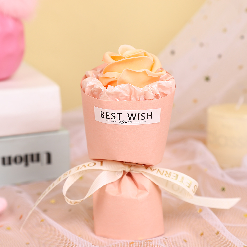 Día de San Valentín mini bolsillo de coche rosa jabón pequeño ramo de flores decoración para la esposa de la mano mano regalo