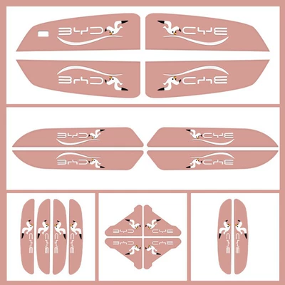 Byd Seagull Car Door Handle Anti-Collision Sticker, Anti-Scratch Sticker, Handle and Door Corner Protective Film, Exterior Modification (Qapı və bamper qoruyucu zolaqlar) - pink-full-car-18-piece-set