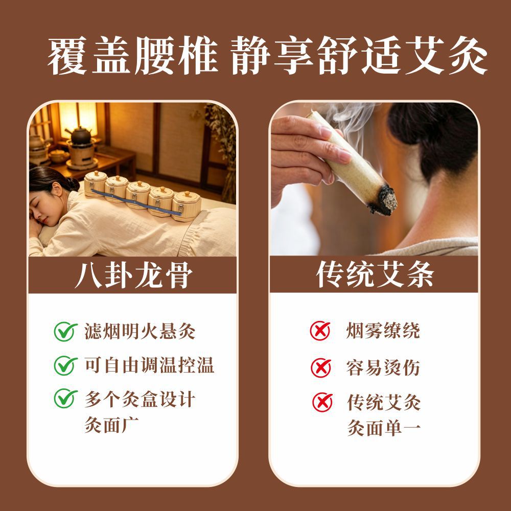 Dragon Fire Moxibustion Box Huo Long Jiu Back and Waist Moxa Device Wooden Long Snake Moxibustion Tool 800g in use