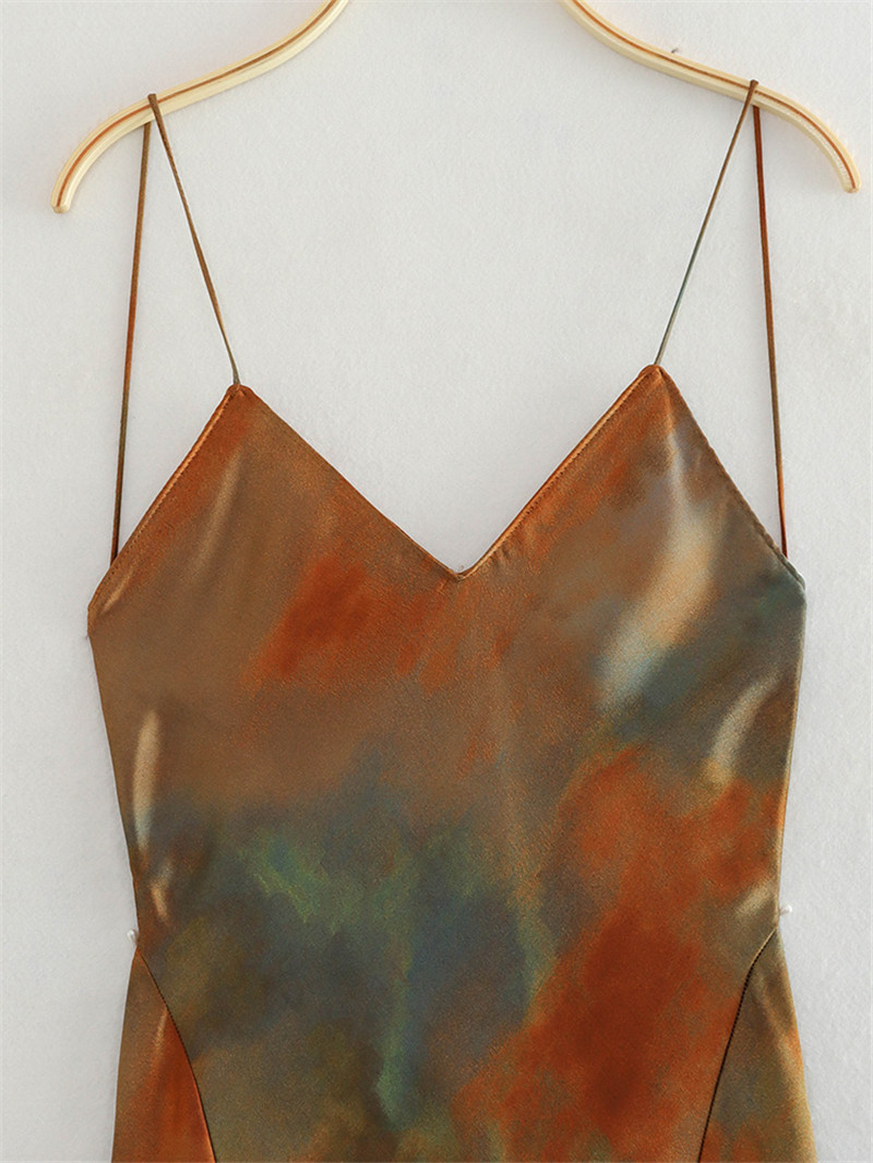 Summer, Spring Season Wholesale Women's Sexy Streetwear Backless Tie Dye Holiday Beach Strap Sleeveless Strap Dress