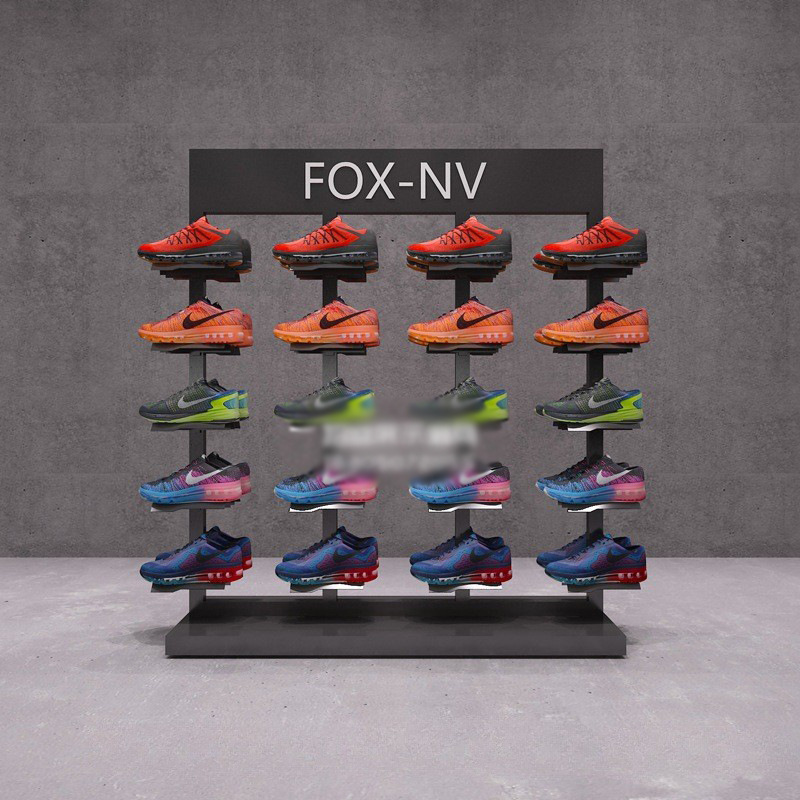 Tienda de ropa estante de exhibición gabinete de exhibición de pared Zapatero tienda de zapatilla de deporte estante centro comercial tienda de zapatos estante de zapatos