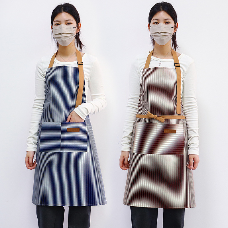 Delantal de lona a rayas de Amazon transfronterizo arte floral tienda de té con leche barista ropa de trabajo cocina hogar delantal al por mayor