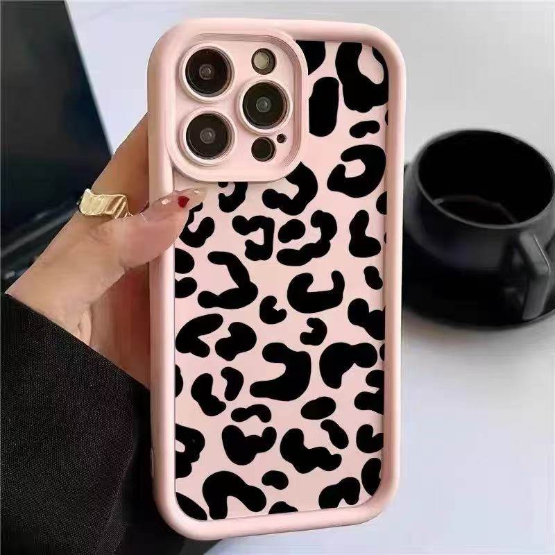 Estampado de leopardo negro para iPhone16PorMax funda para teléfono móvil 14 Apple 13 personalidad 12/15 nuevo 11 funda blanda