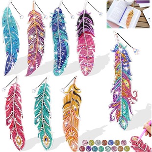 Diamond Painting Feather Creative New Crystal Diamond Acrylic Bookmark Pendant TRMU Amazon Hot Selling DIY Sticker Diamond