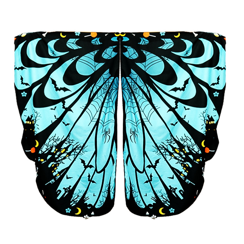 Capa rayada rotatoria murciélago ala capa de punto sopa bifurcada borde de onda baile espectáculo de terror celebración TK