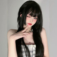 Wigs for Women - Princess Cut Long Straight Hairstyle Summer Full Head Covering Natural Simulation Round Face Sweet Princess Style