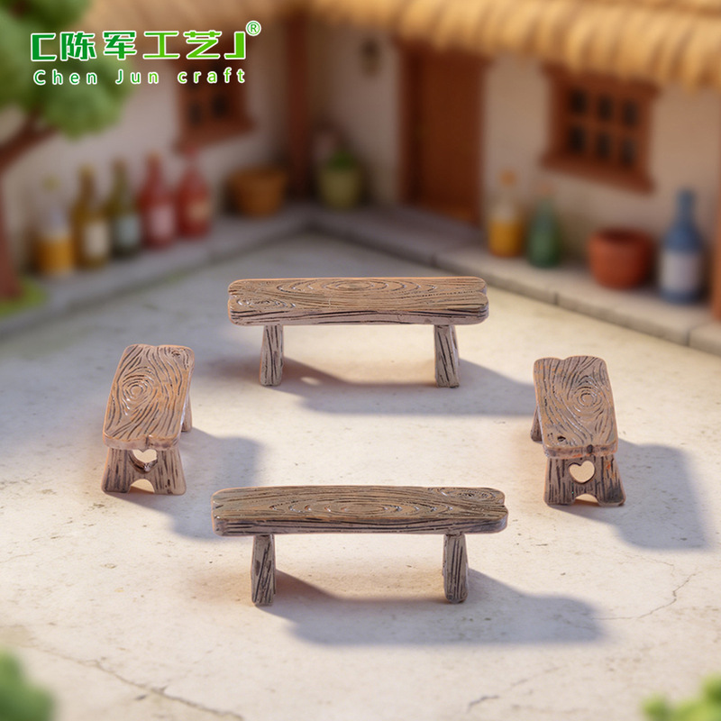 Moss Micro Landscape Succulents Romantic Heart Stool Resin Craft DIY Decoration Accessories Materials Small Ornaments