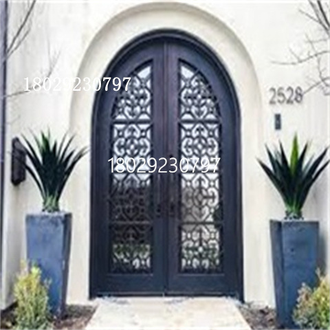 Wrought iron courtyard entrance door Villa translation wrought iron shutter door garden metal hollow single and double door