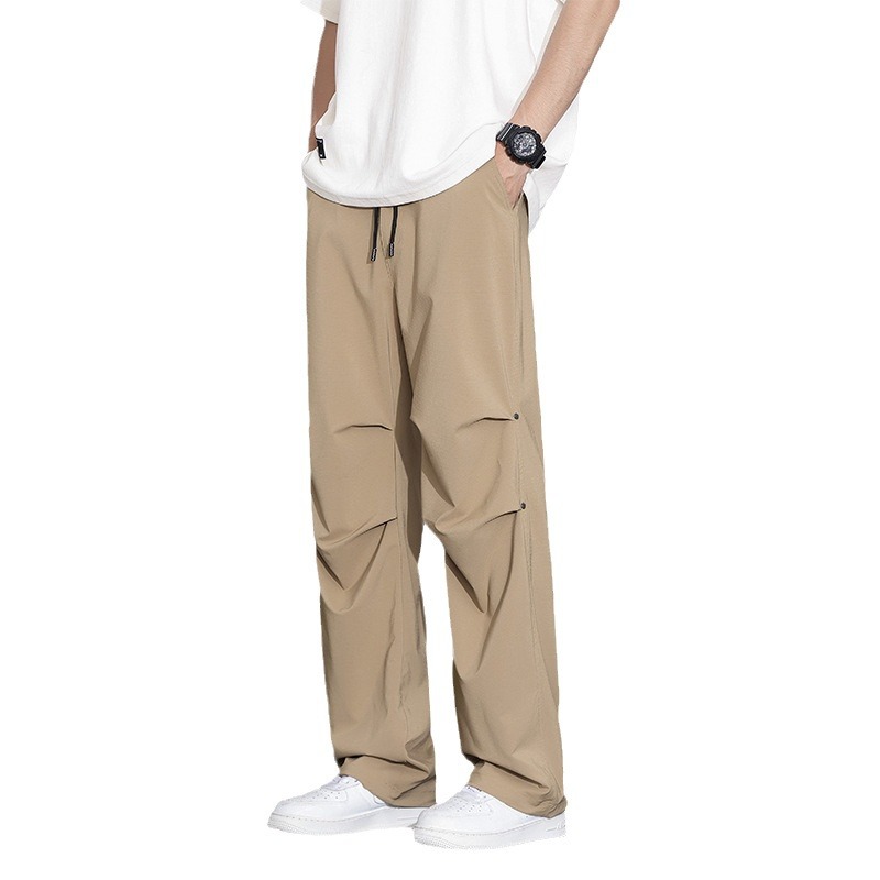Casual Pants Men's Summer Drawstring Loose plus size Elastic Quick-drying Breathable Draping Wide Leg Sports Long Pants