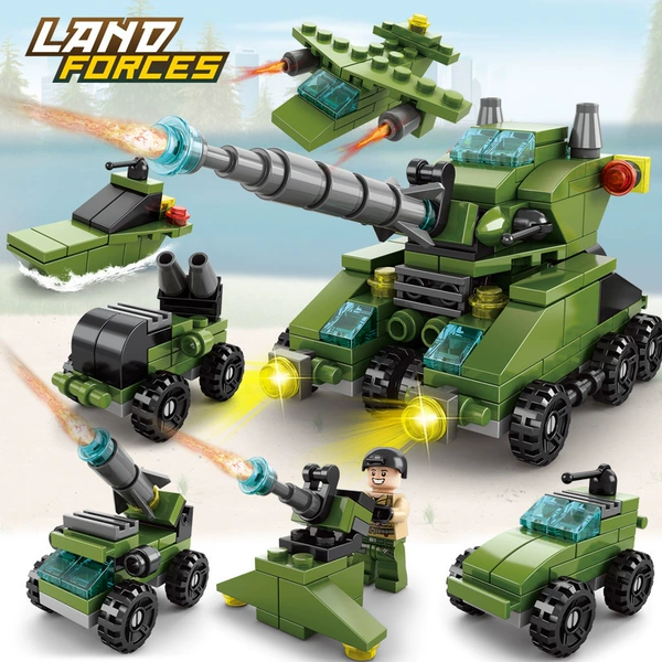 8612-5 6-in-1 Battlefield Tank [138 pieces of gift bags] Sending the parts