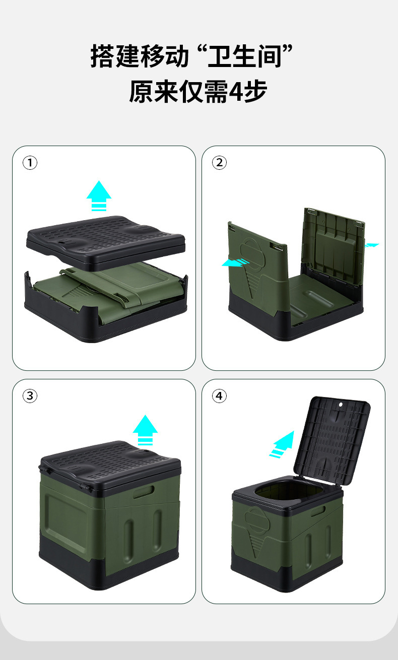 Outdoor Car-Mounted Toilet Portable Folding Toilet Toilet Hardener Emergency Camping Self-Driving Travel